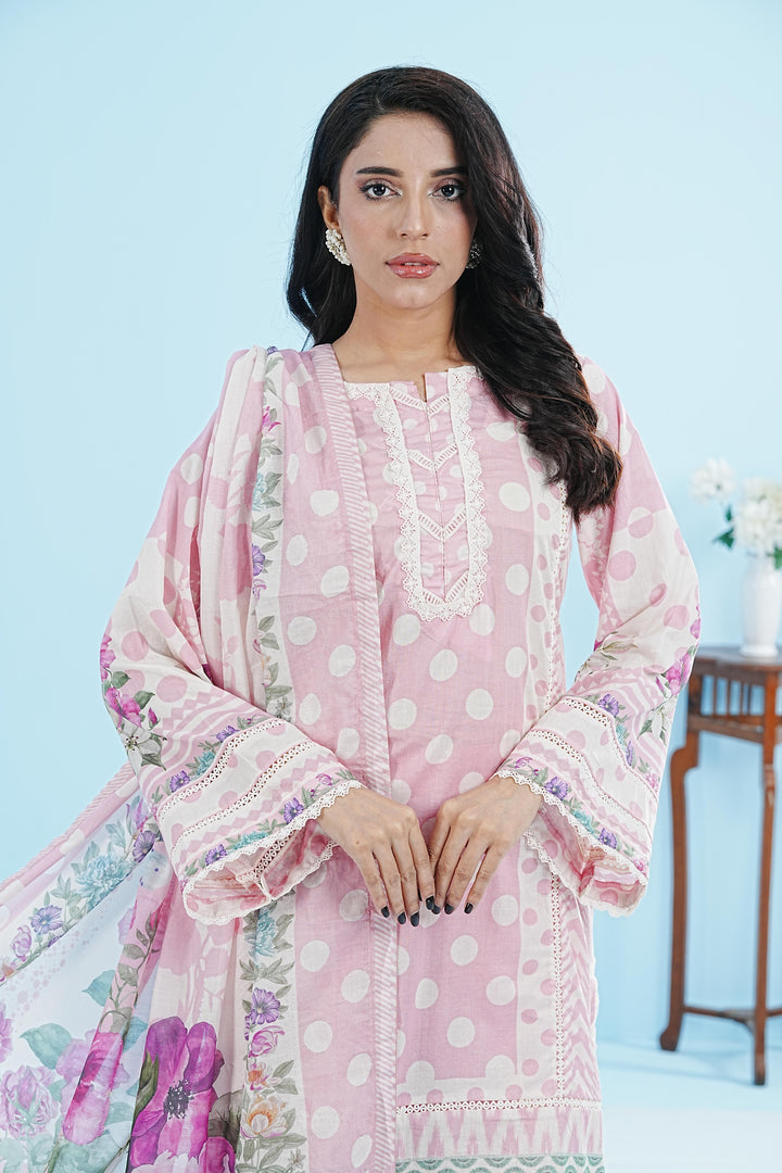 Lawn Pink Stitched Suit - Elaf