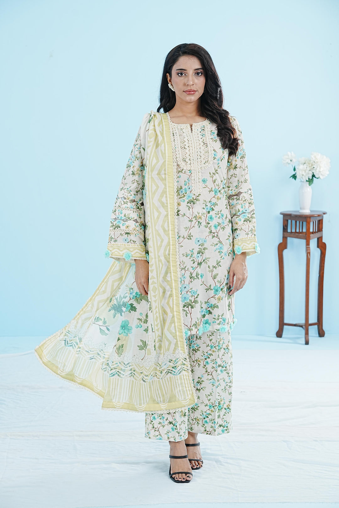 Lawn Beige Stitched Suit - Elaf
