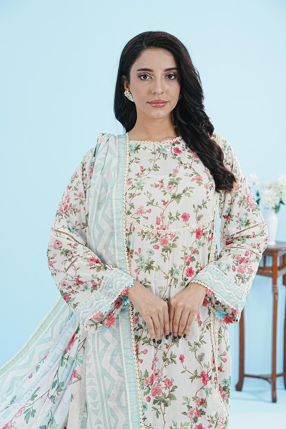 Lawn Off white Stitched Suit - Elaf