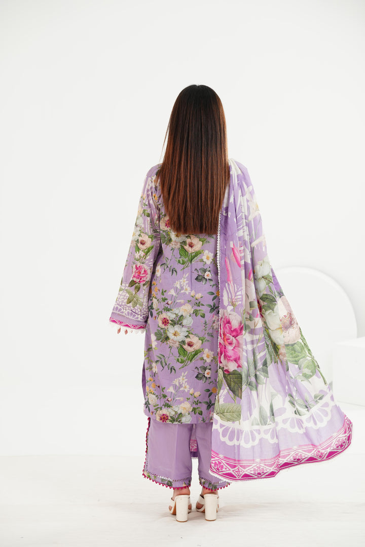 Lawn Purple Stitched Suit - Elaf
