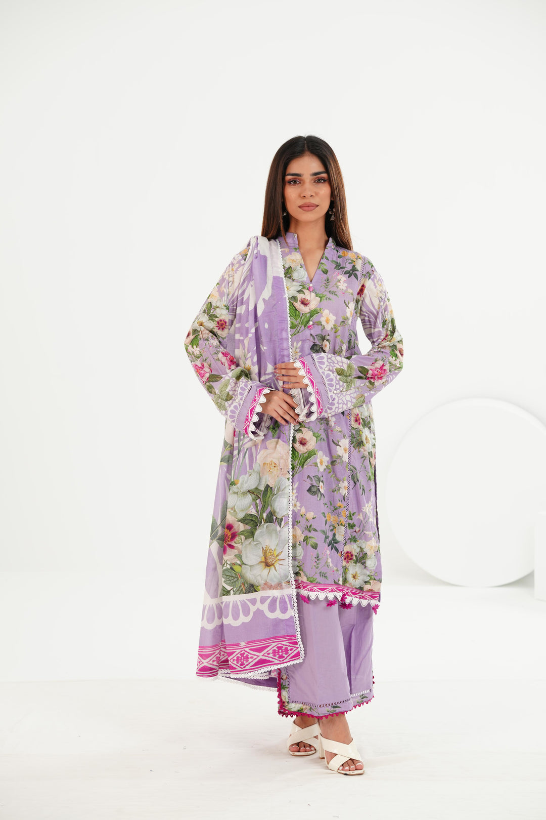 Lawn Purple Stitched Suit - Elaf