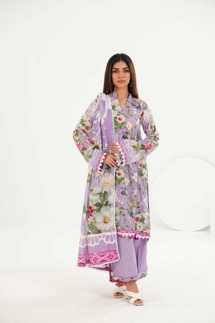 Lawn Purple Stitched Suit - Elaf