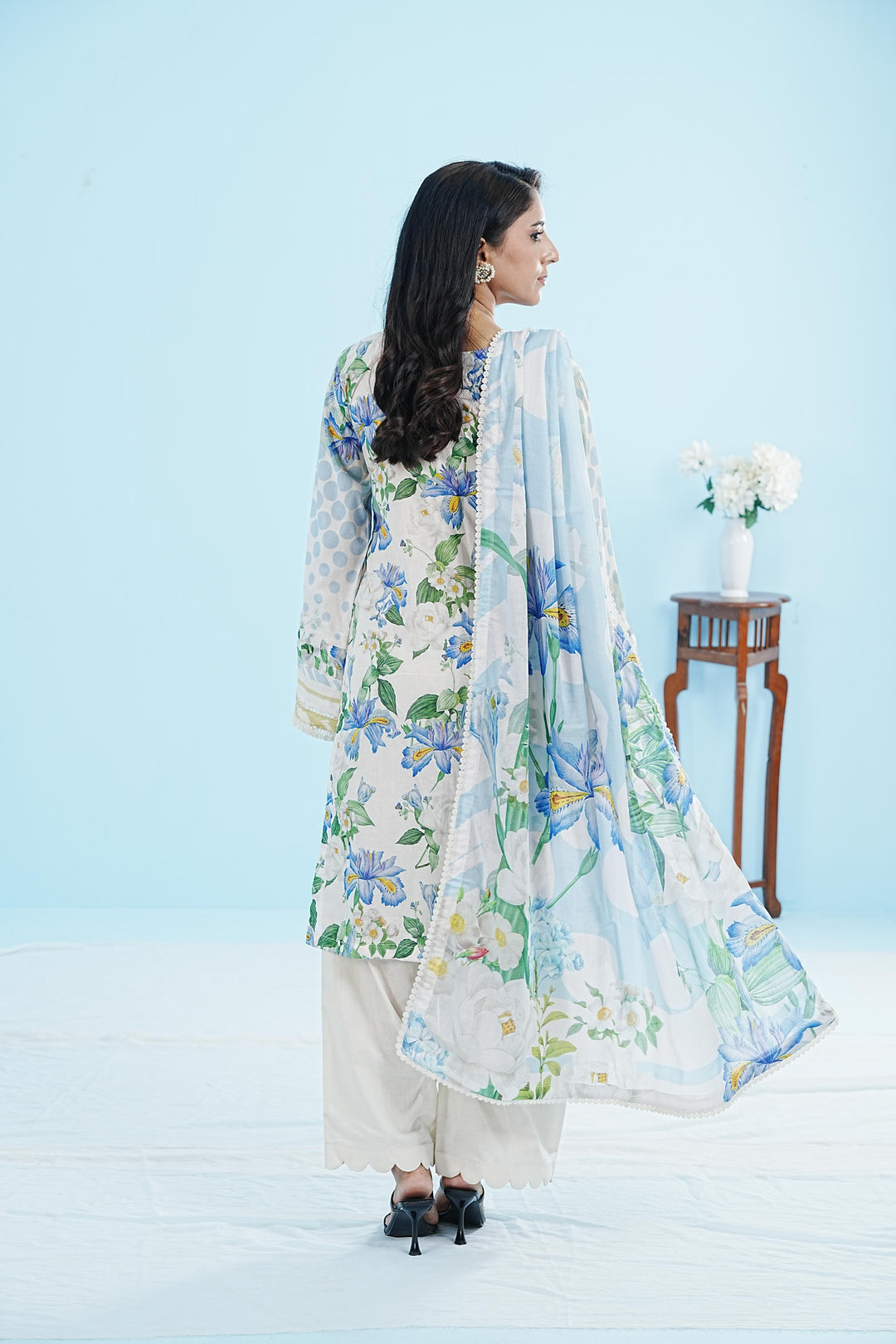 Lawn Off White Stitched Suit - Elaf