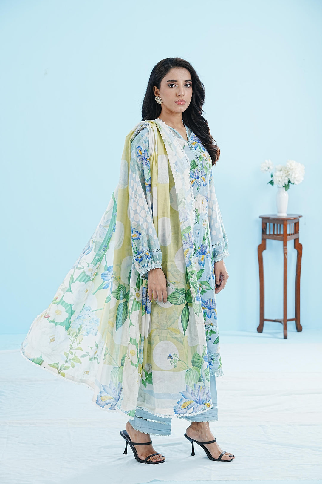 Lawn Sky Blue Stitched Suit - Elaf