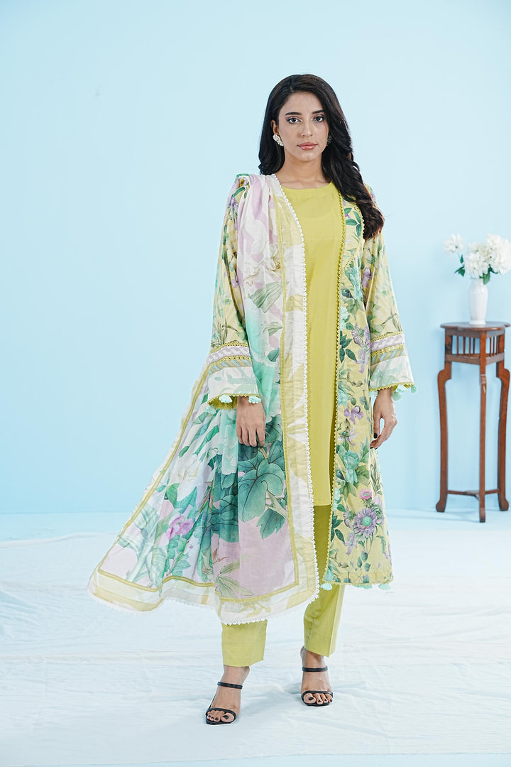 Lawn Yellow Stitched Suit - Elaf