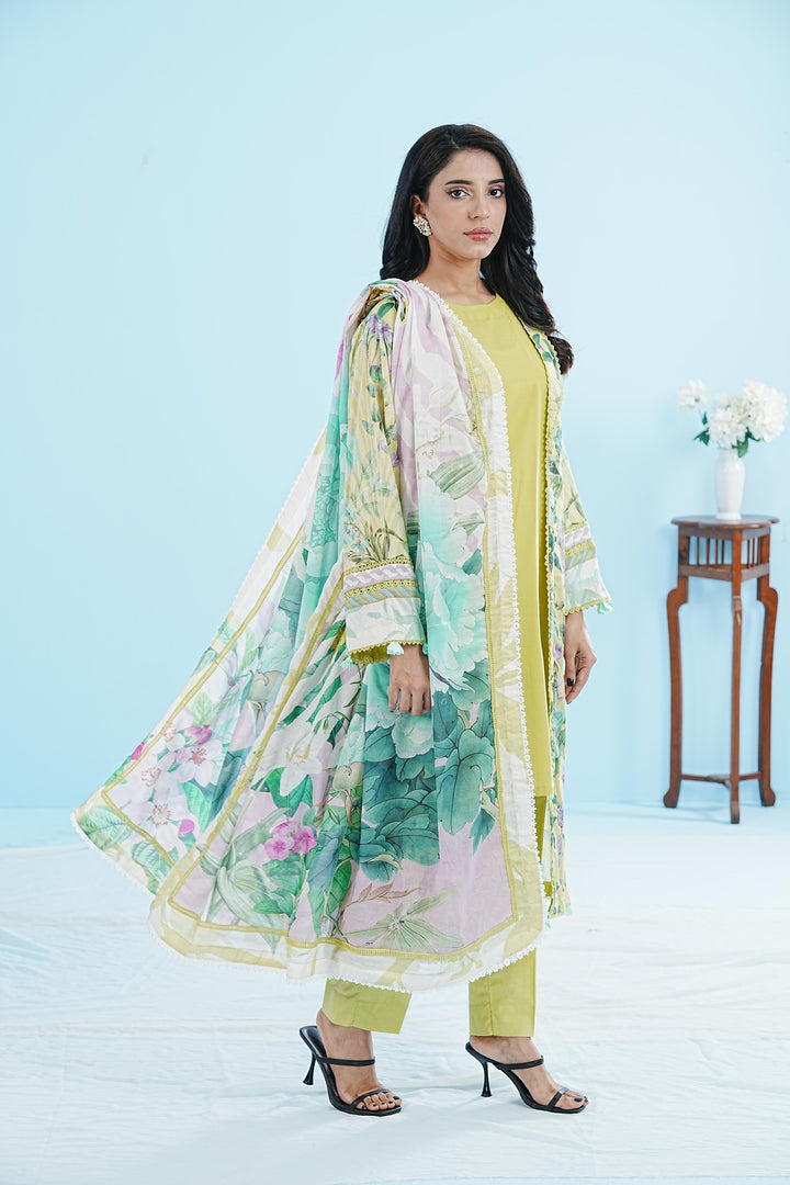 Lawn Yellow Stitched Suit - Elaf