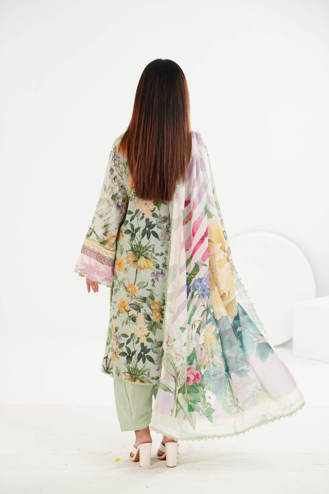 Lawn Light Green Stitched Suit - Elaf