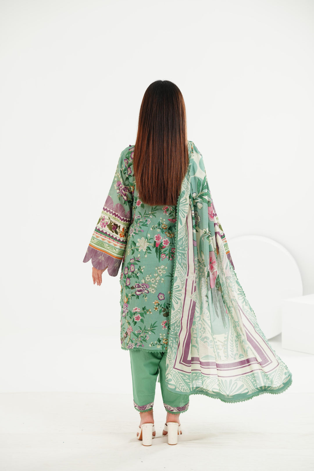 Lawn Green Stitched Suit - Elaf