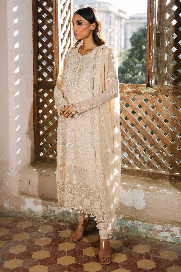 Embroidered Chiffon Cream Stitched Suit - Gul Ahmed
