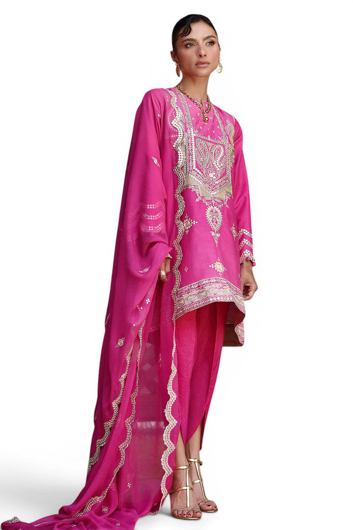 Embroidered Lawn Dark Pink Stitched Suit - Gul Ahmed