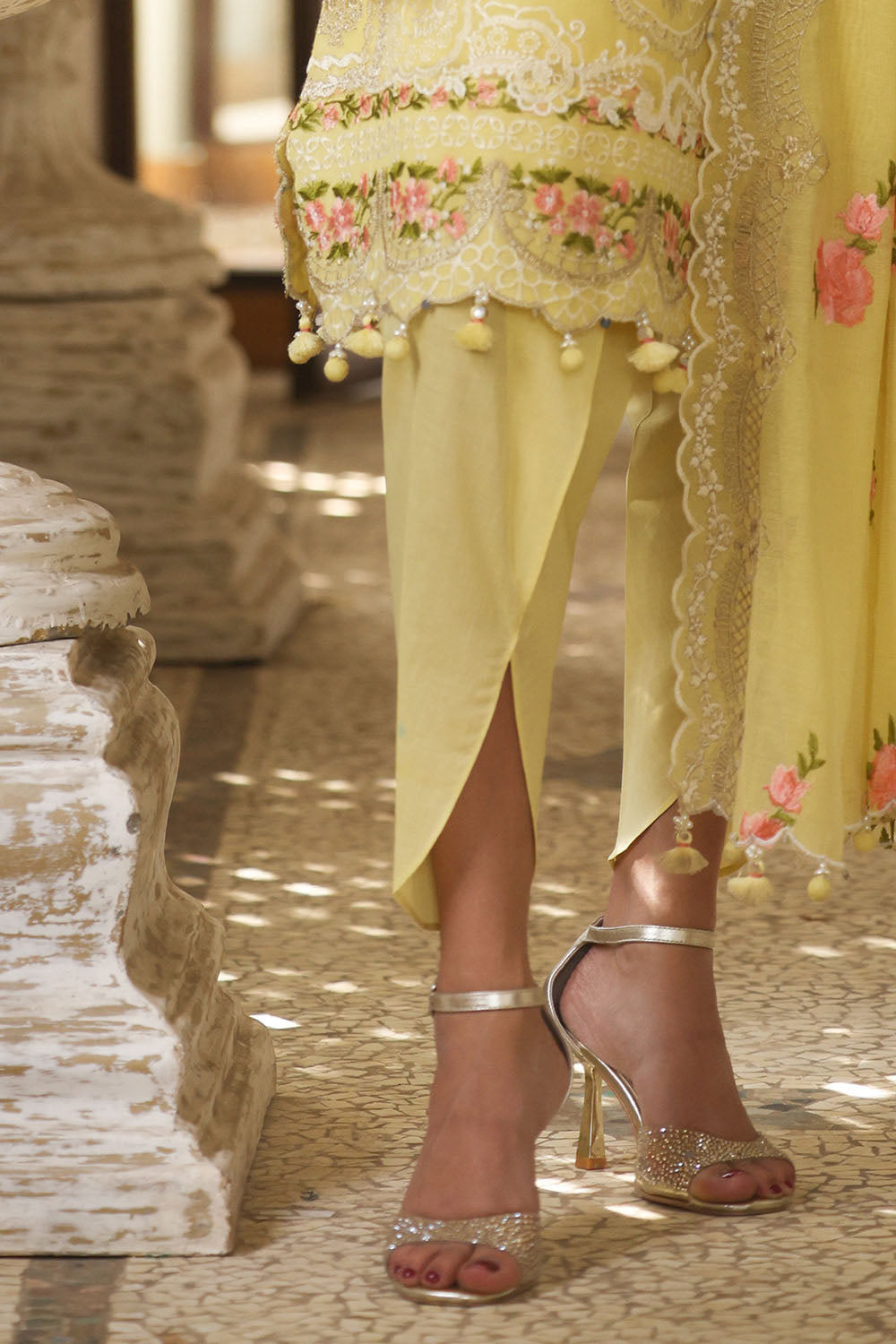 Embroidered Cotton Net Yellow Stitched Suit - Gul Ahmed