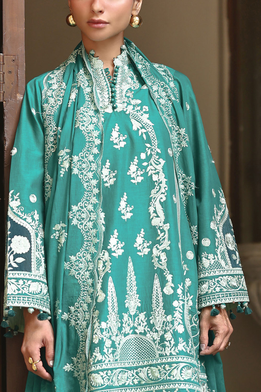 Embroidered Lawn Green Stitched Suit - Gul Ahmed