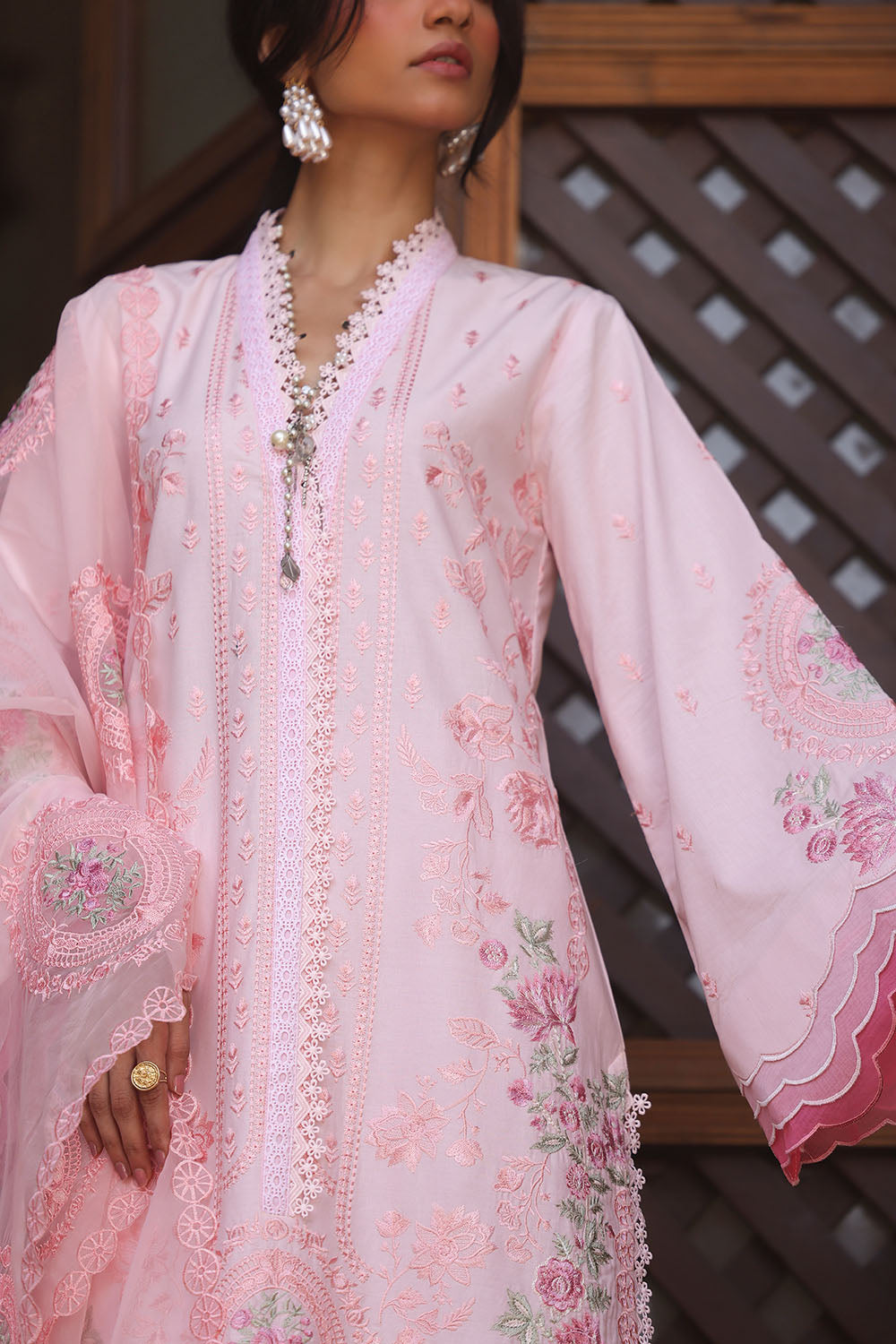 Embroidered Lawn Pink Stitched Suit - Gul Ahmed