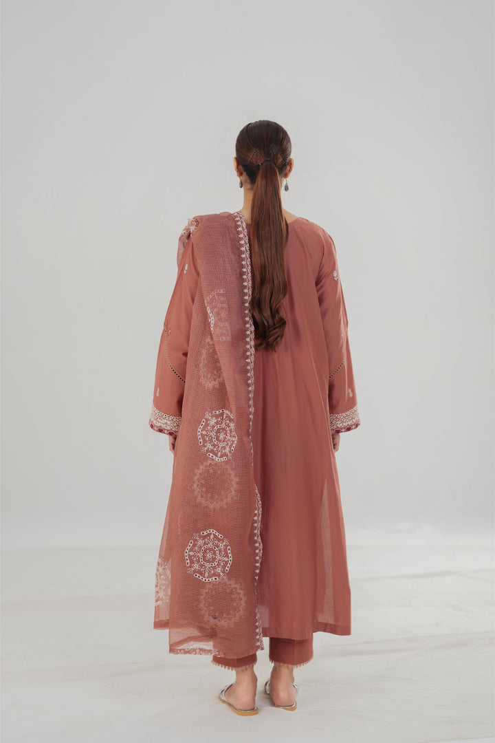 Faded Rust - Cross Stitch Embroidered Lawn Stitched