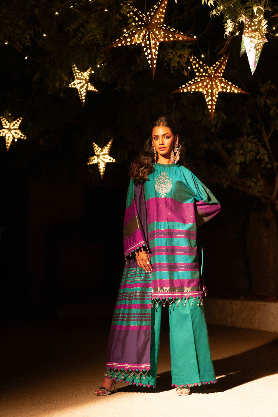 Embroidered Yarn Dyed Teal 2 Piece Suit - Al Karam