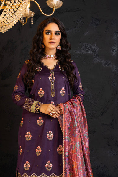 Embroidered Cotton Satin Purple 2 Piece Suit - Al Karam