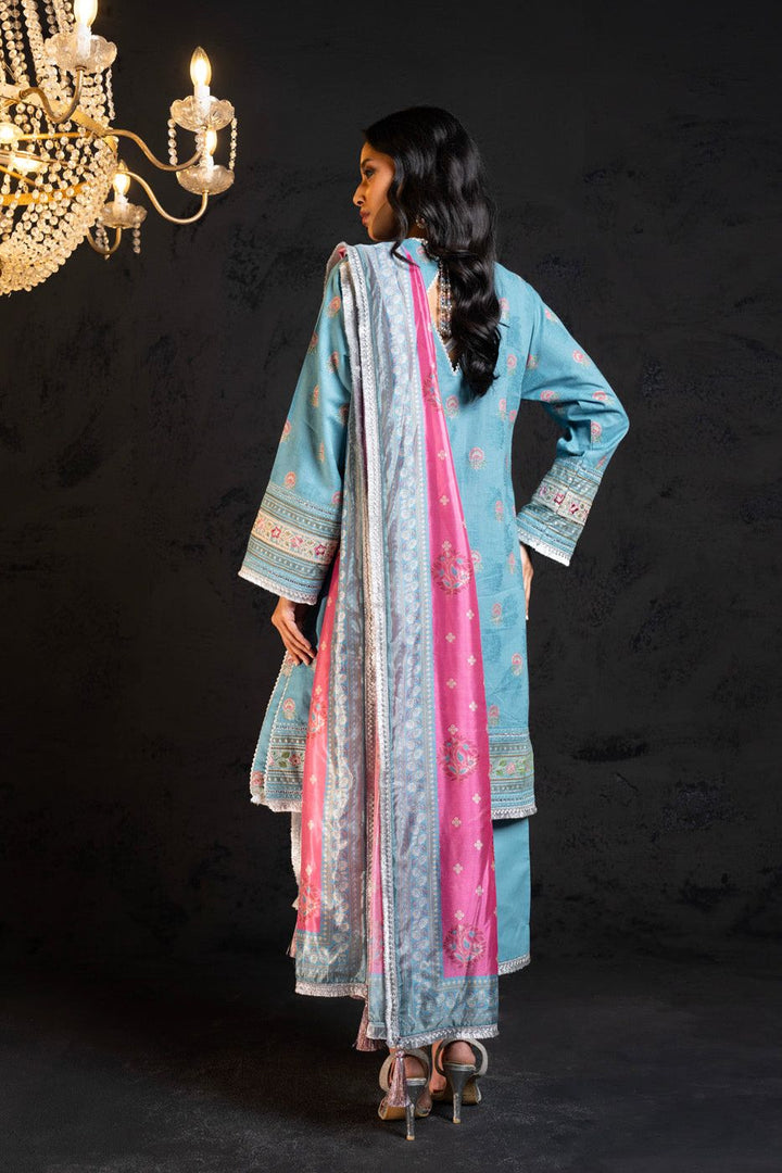 Embroidered Jacquard Light Blue 3 Piece Suit - Al Karam