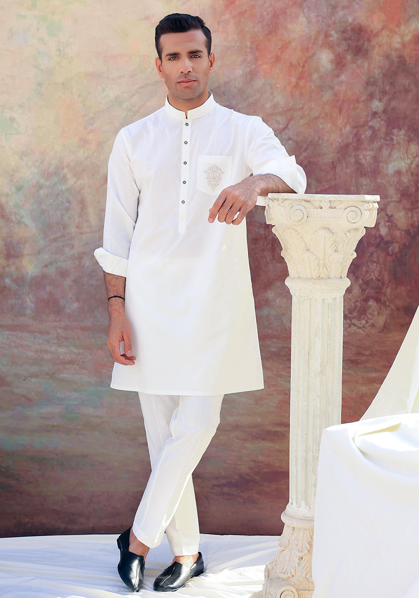 Off White Shalwar Kameez - Amir Adnan