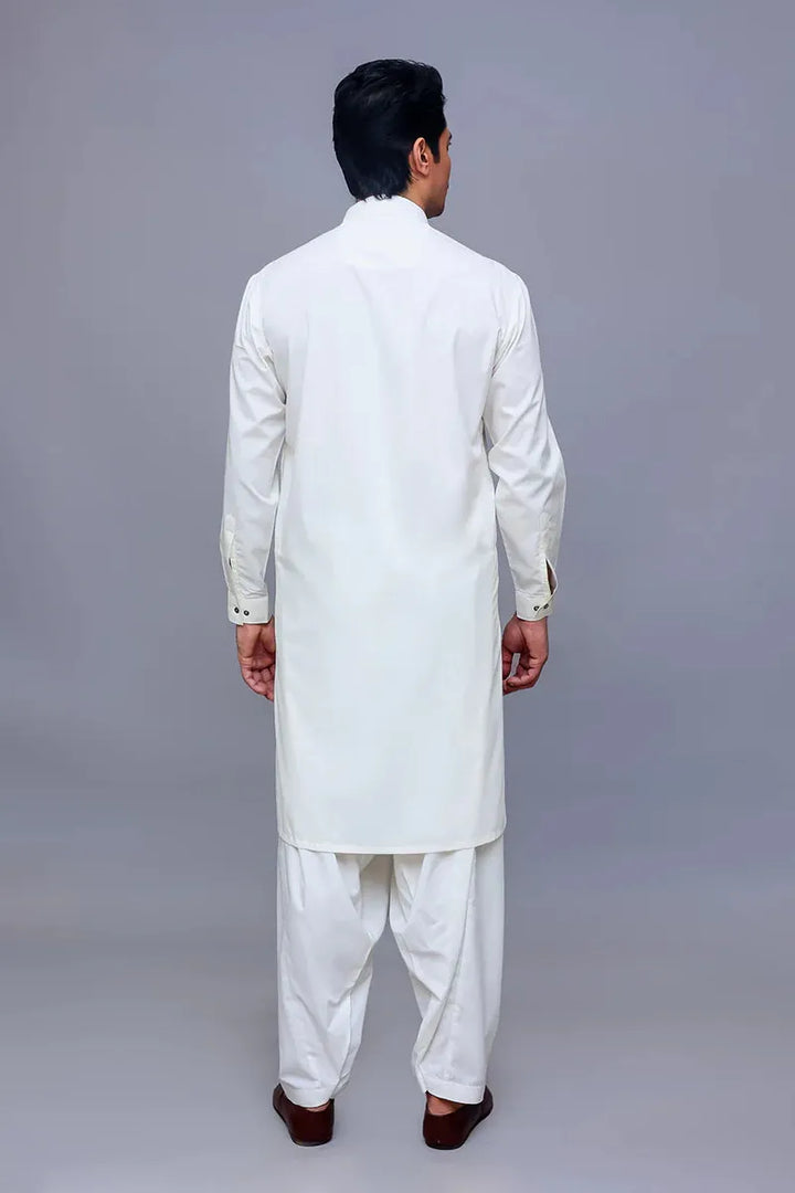 Basic Poly Viscose Antique White Classic Fit Suit - Amir Adnan