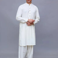 Basic Poly Viscose Antique White Classic Fit Suit - Amir Adnan