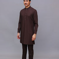 Basic Poly Viscose Chocolate Torte Classic Fit Suit - Amir Adnan