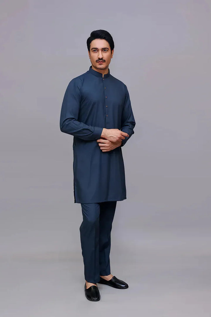 Basic Poly Viscose Dark Shadow Slim Fit Suit - Amir Adnan