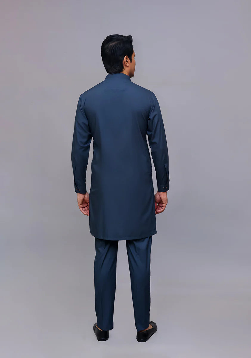 Basic Poly Viscose Dark Shadow Slim Fit Suit - Amir Adnan