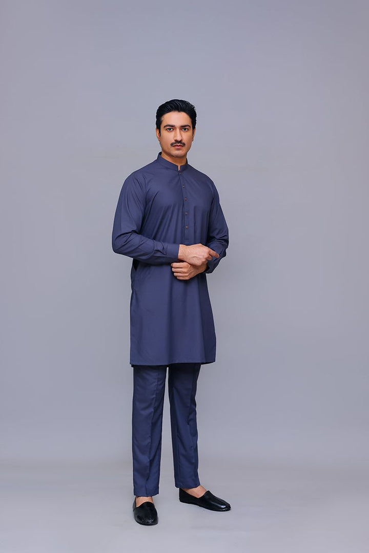 Basic Poly Viscose Dark Shadow Slim Fit Suit - Amir Adnan