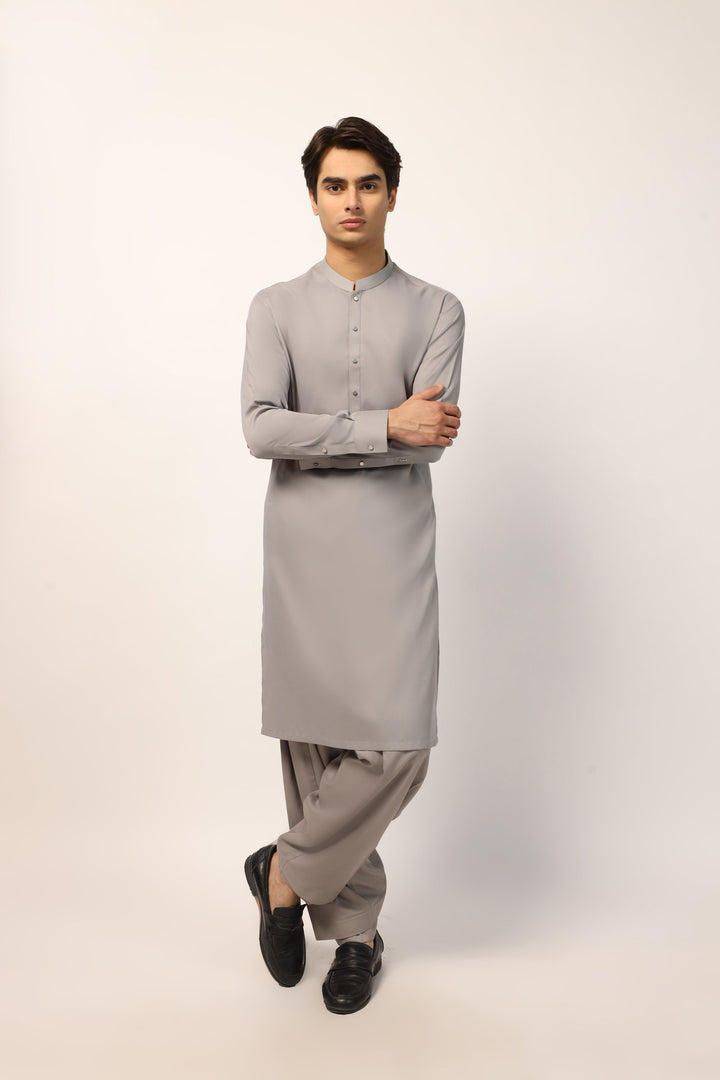 Blended Grey Shalwar Kameez - J. Junaid Jamshed