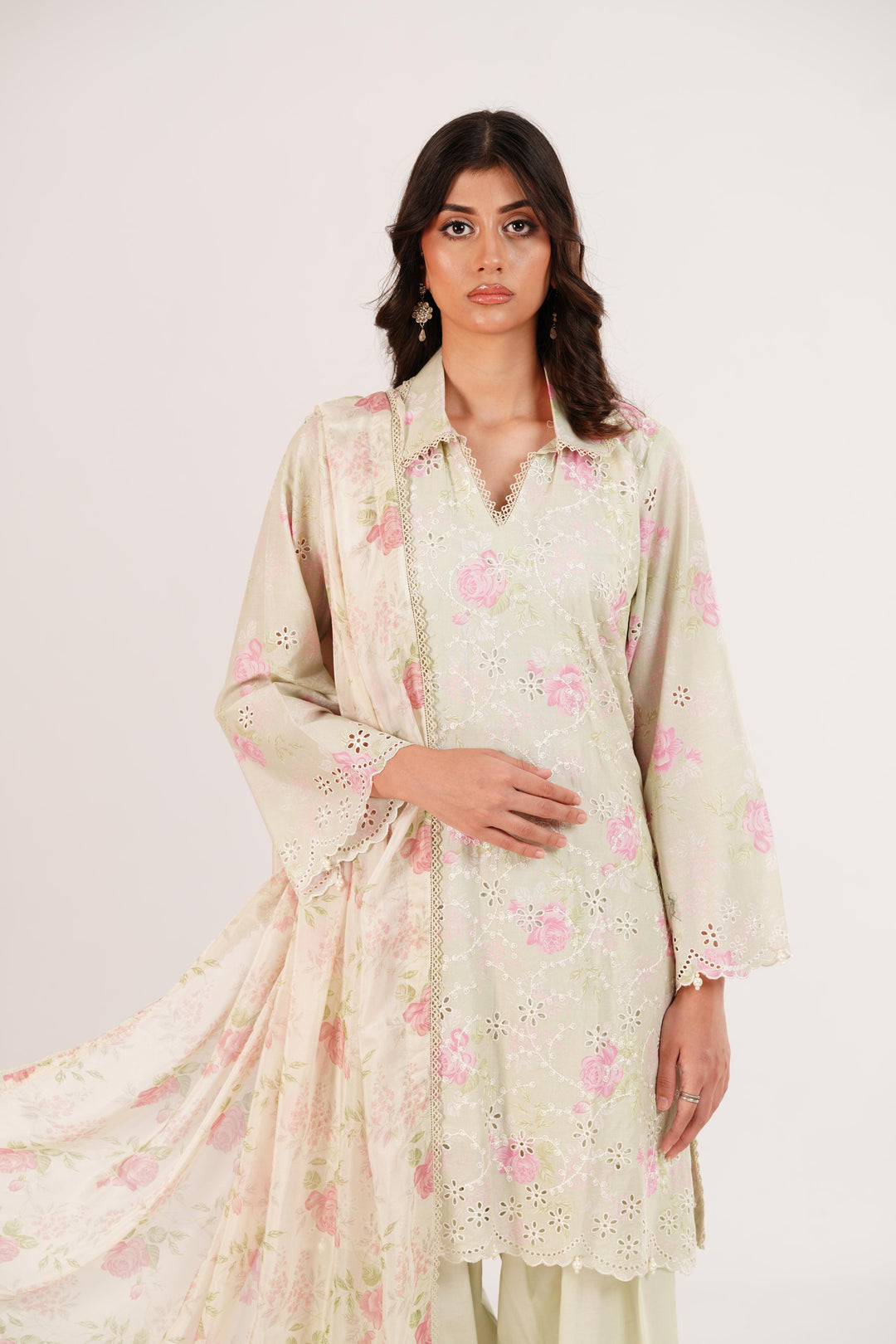 Floret Grace - Cross Stitch Premium Lawn Stitched