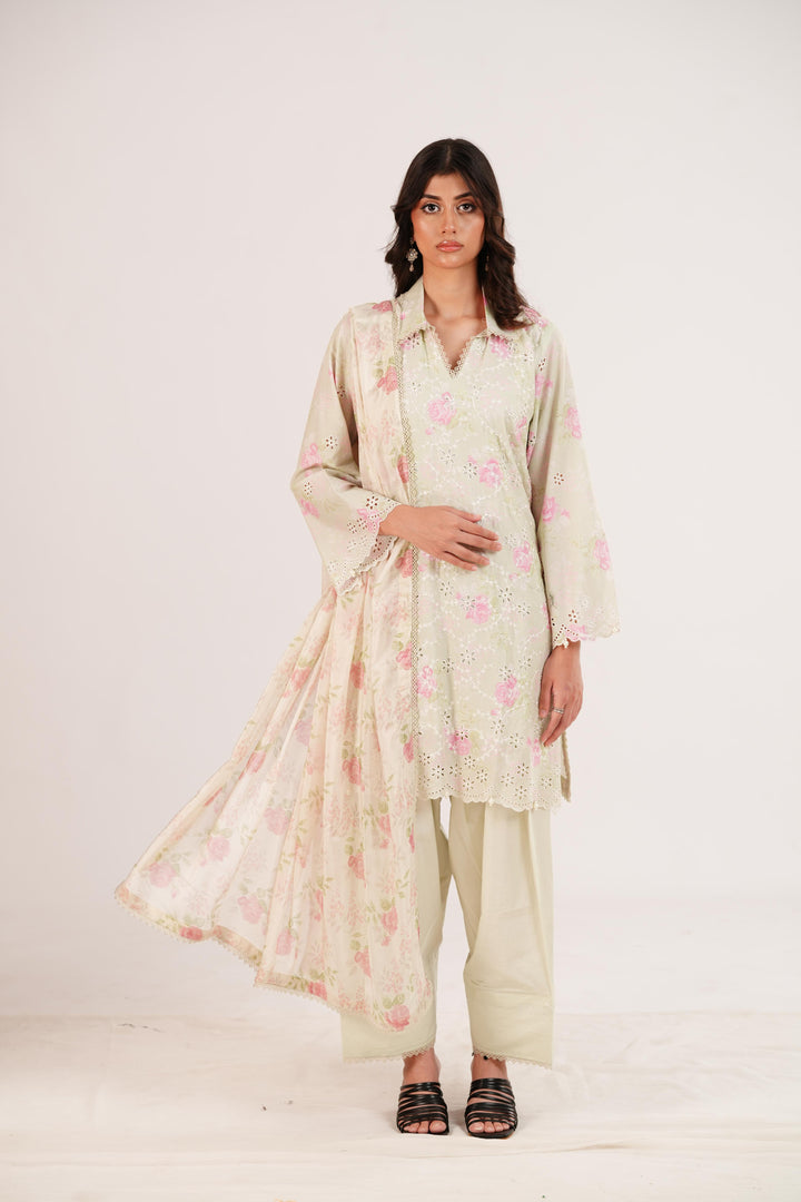 Floret Grace - Cross Stitch Premium Lawn Stitched