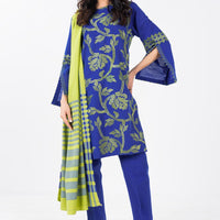 Embroidered Printed Viscose Blue Unstitched Suit - Alkaram