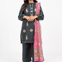 Embroidered Dyed Khaddar Grey Unstitched Suit - Alkaram