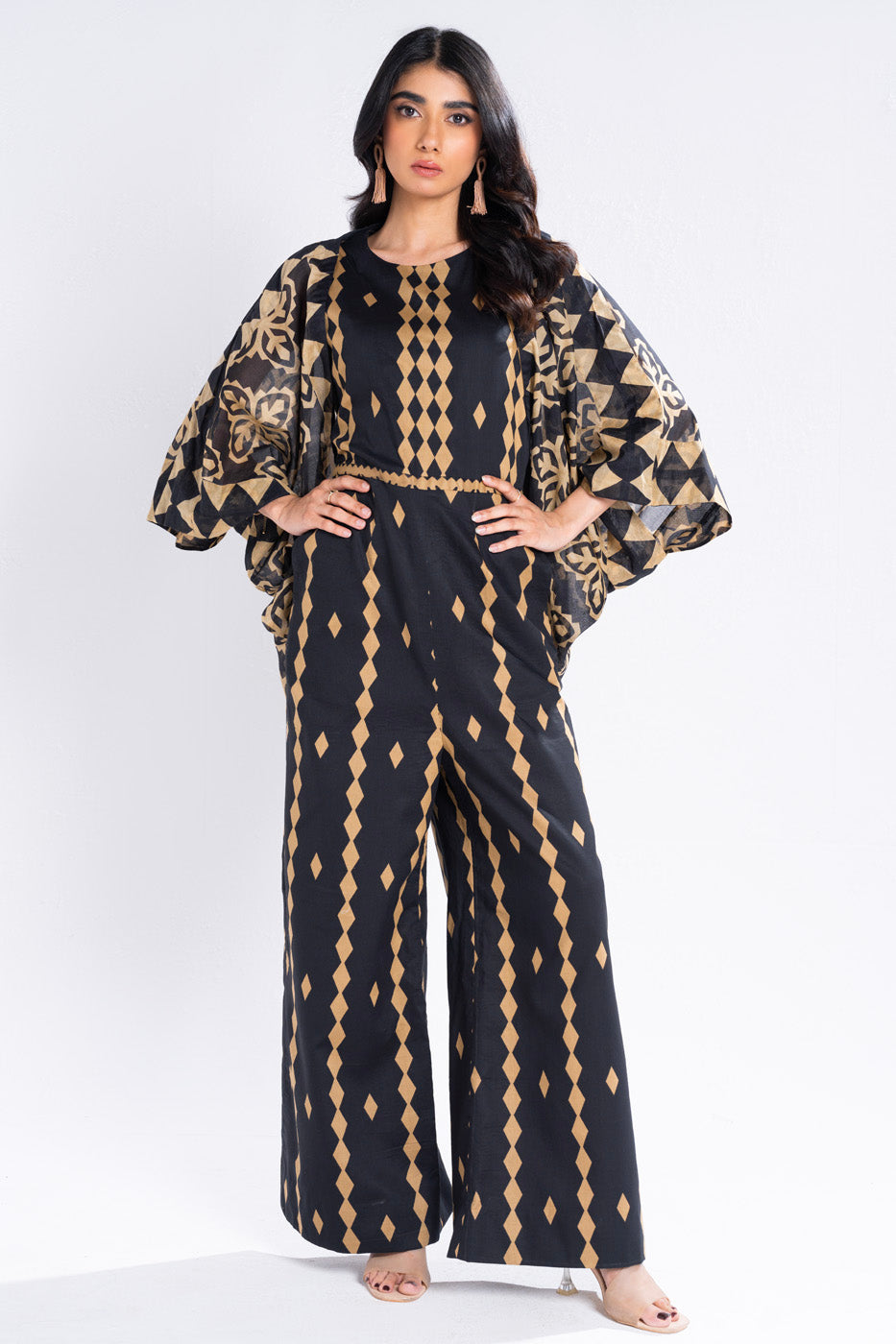 Printed Khaddar Black Unstitched Suit - Alkaram