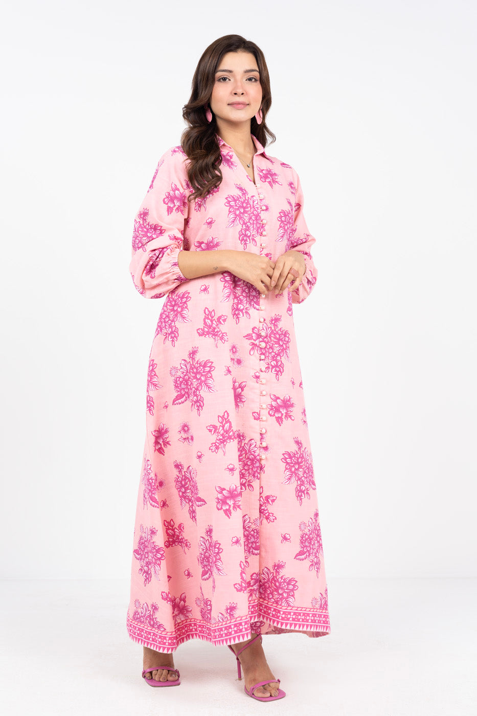 Printed Cambric Pink Unstitched Suit - Alkaram