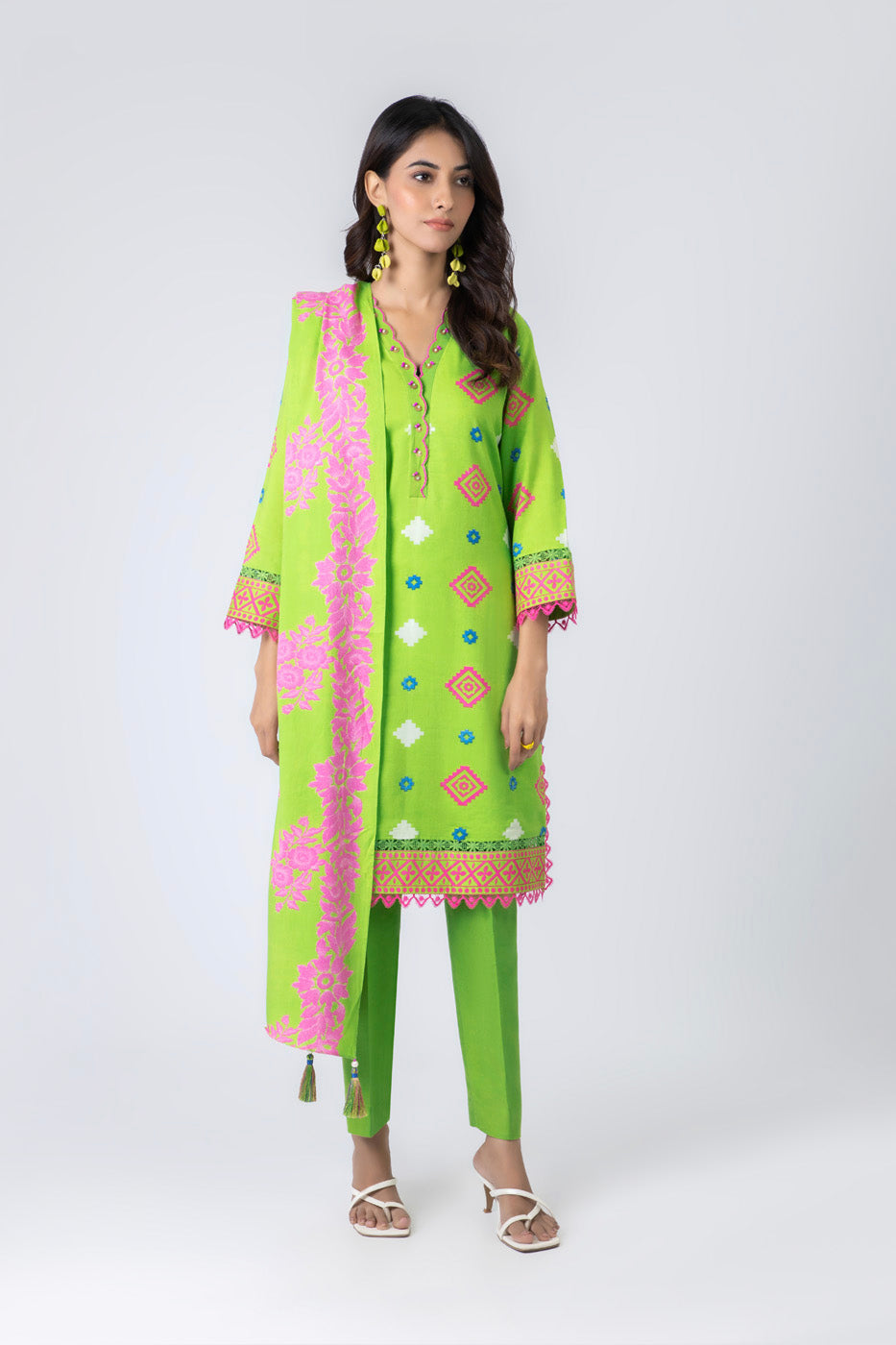 Printed Viscose Green Unstitched Suit - Alkaram