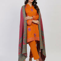 Printed Viscose Rust Unstitched Suit - Alkaram