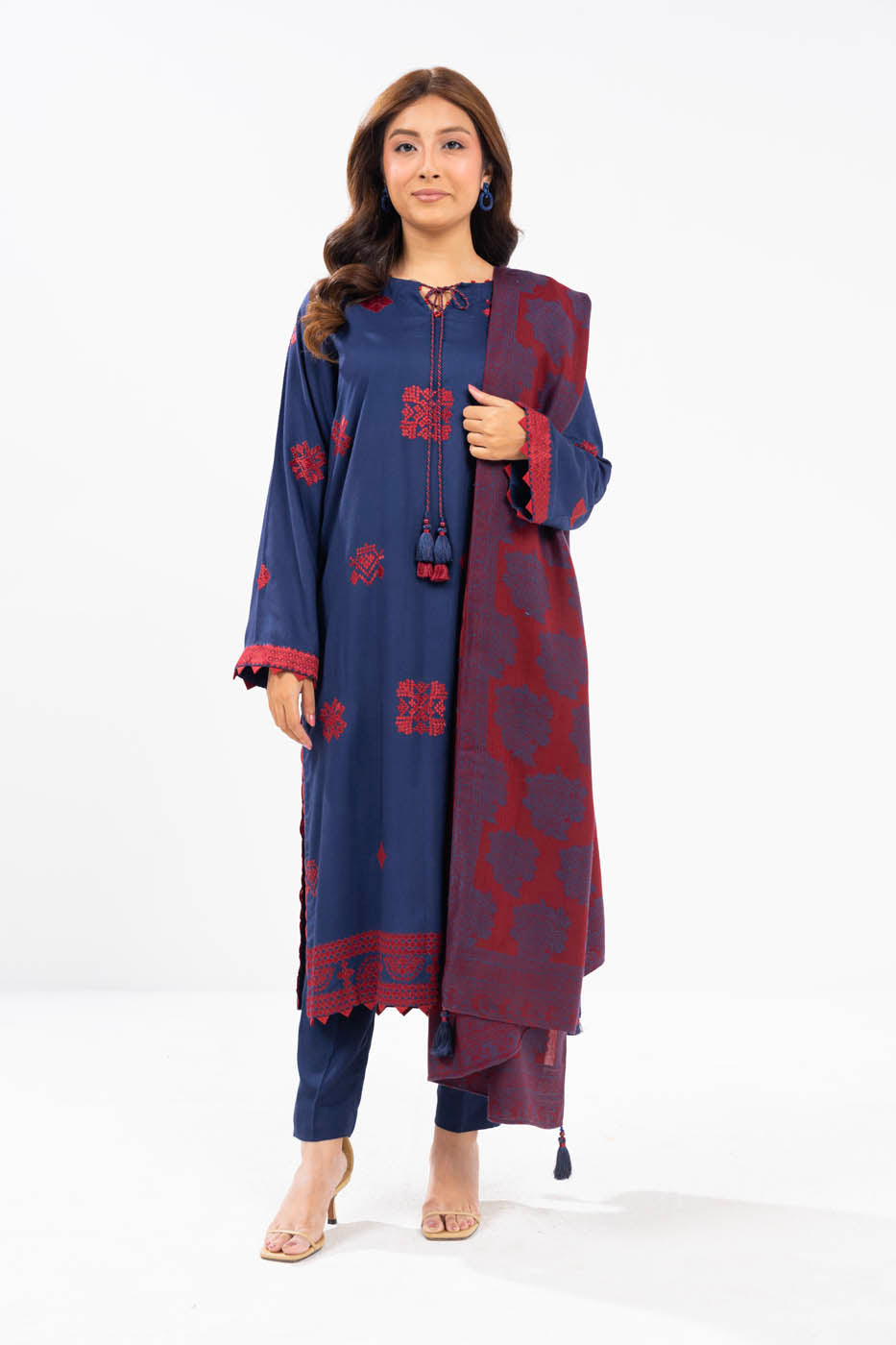 Embroidered Viscose Blue Unstitched Suit - Alkaram