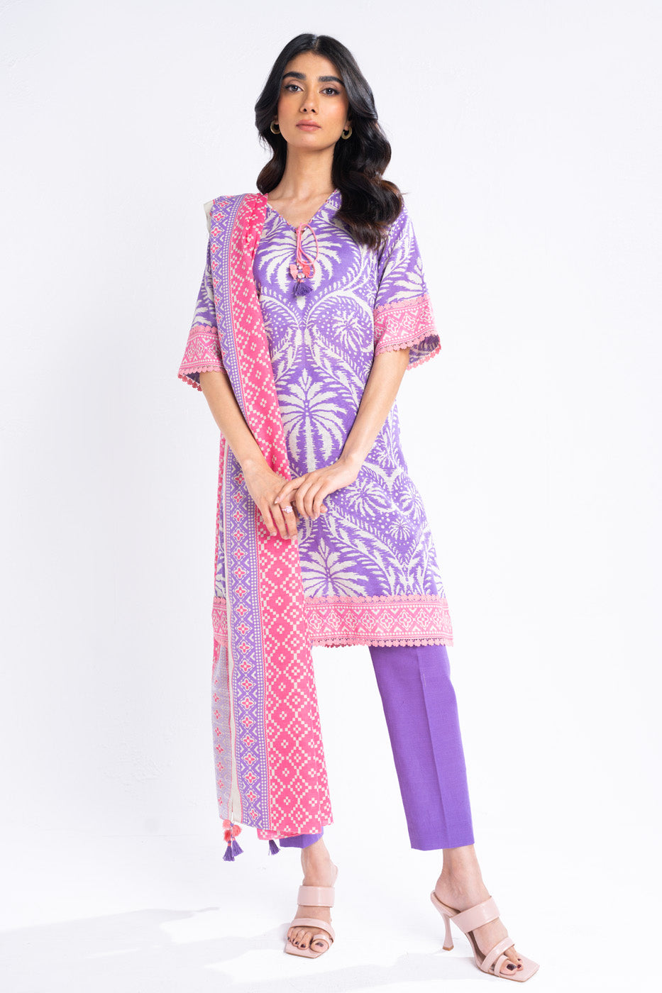 Printed Khaddar Purple Unstitched Suit - Alkaram