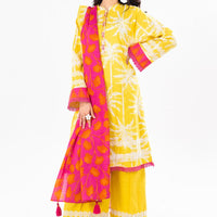 Printed Khaddar Yellow Unstitched Suit - Alkaram