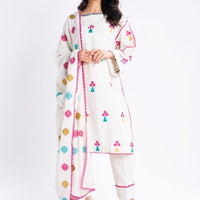 Embroidered Khaddar  Off White Unstitched Suit - Alkaram