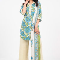 Printed Viscose Slub Cream Unstitched Suit - Alkaram
