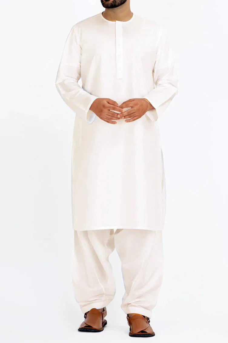 Blended White Inner Suit - J. Junaid Jamshed