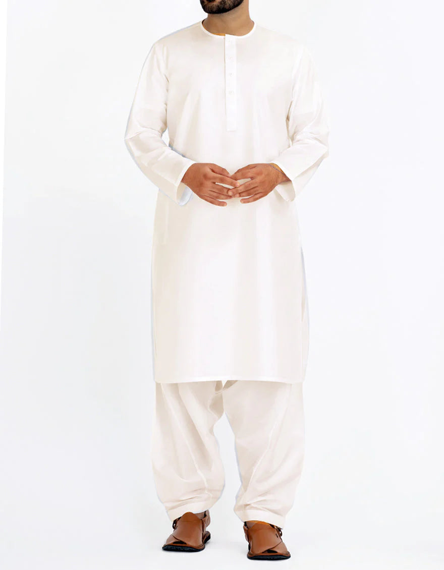 Blended White Inner Suit - J. Junaid Jamshed