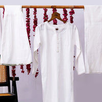 Cotton Cambric White Stitched Suit - Senorita