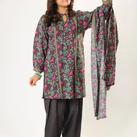 Cotton Khaddar Printed Grey Stitched Suit - Senorita