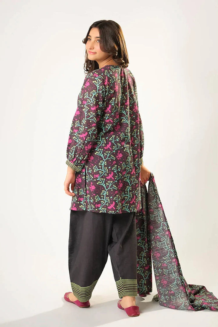 Cotton Khaddar Printed Grey Stitched Suit - Senorita