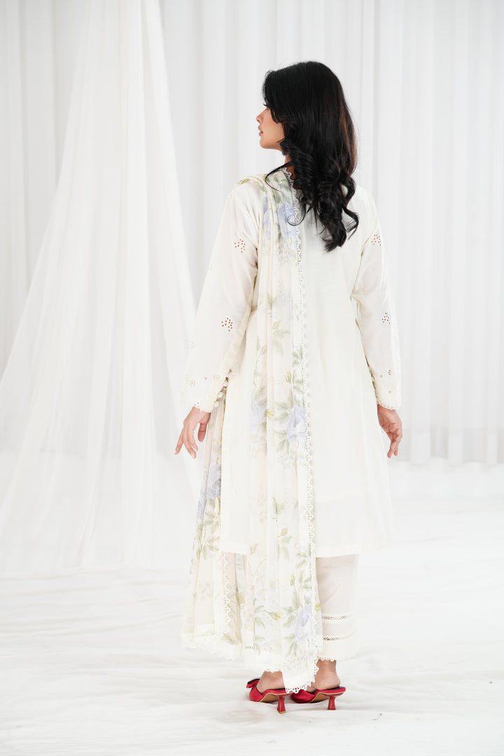 Gardenia Muse - Cross Stitch Chikankari Stitched