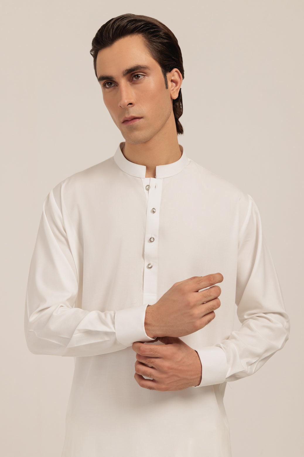 Blended White Kurta Shalwar - Bonanza