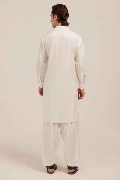 Blended White Kurta Shalwar - Bonanza